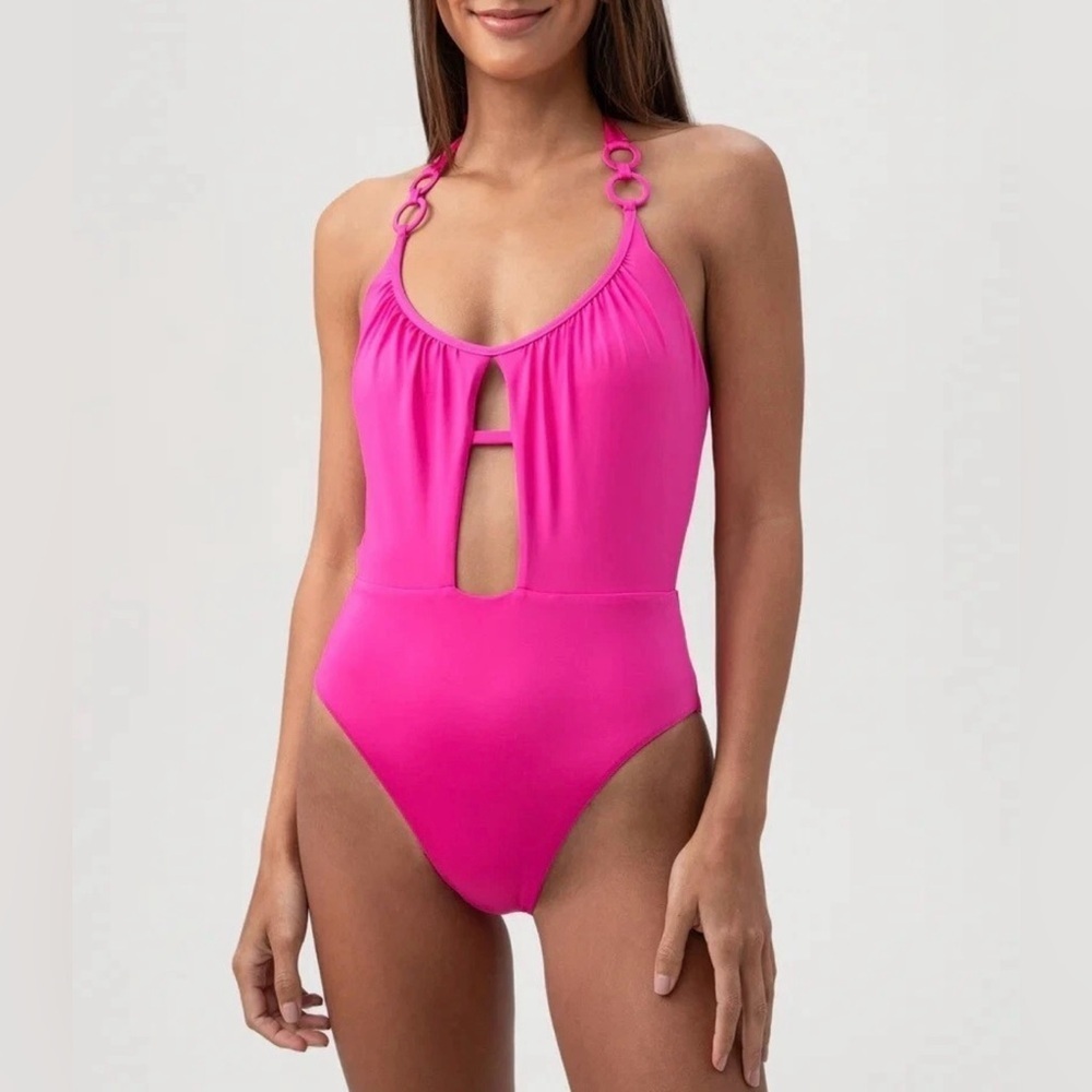 Trina Turk Women's Monaco One Piece Swimsuit Size 10 Rose Scoop Neck NWT $162